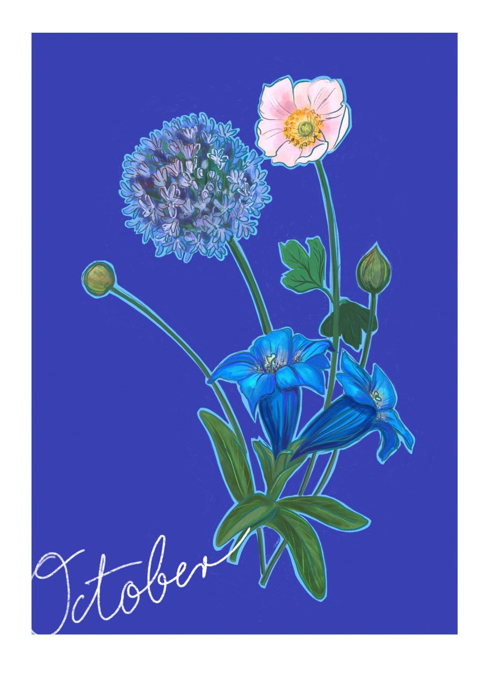 October Birthday Bloom Greeting Card Birthday Blooms Greeting Cards Greeting Card