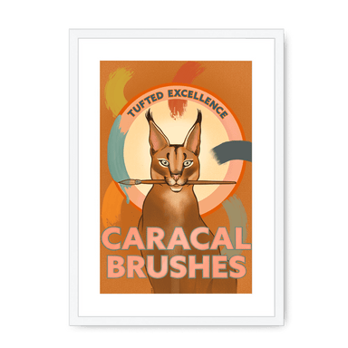 Caracal Brushes Giclée Framed with a Mount Print ADimals A3 Portrait / White Frame Mounted Print