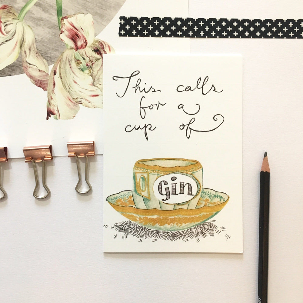 Cup Of Gin Greeting Card Victoriana Greeting Cards Card