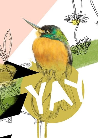 Blue-cheeked jacamar - Yay Greeting Card Beaky Blooms Greeting Cards Card