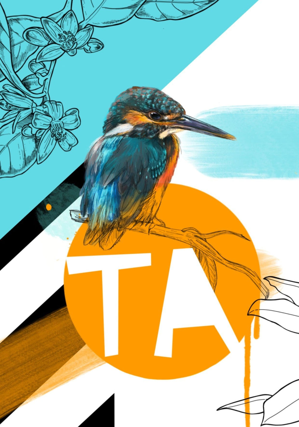 Kingfisher - Ta Greeting Card Beaky Blooms Greeting Cards Card