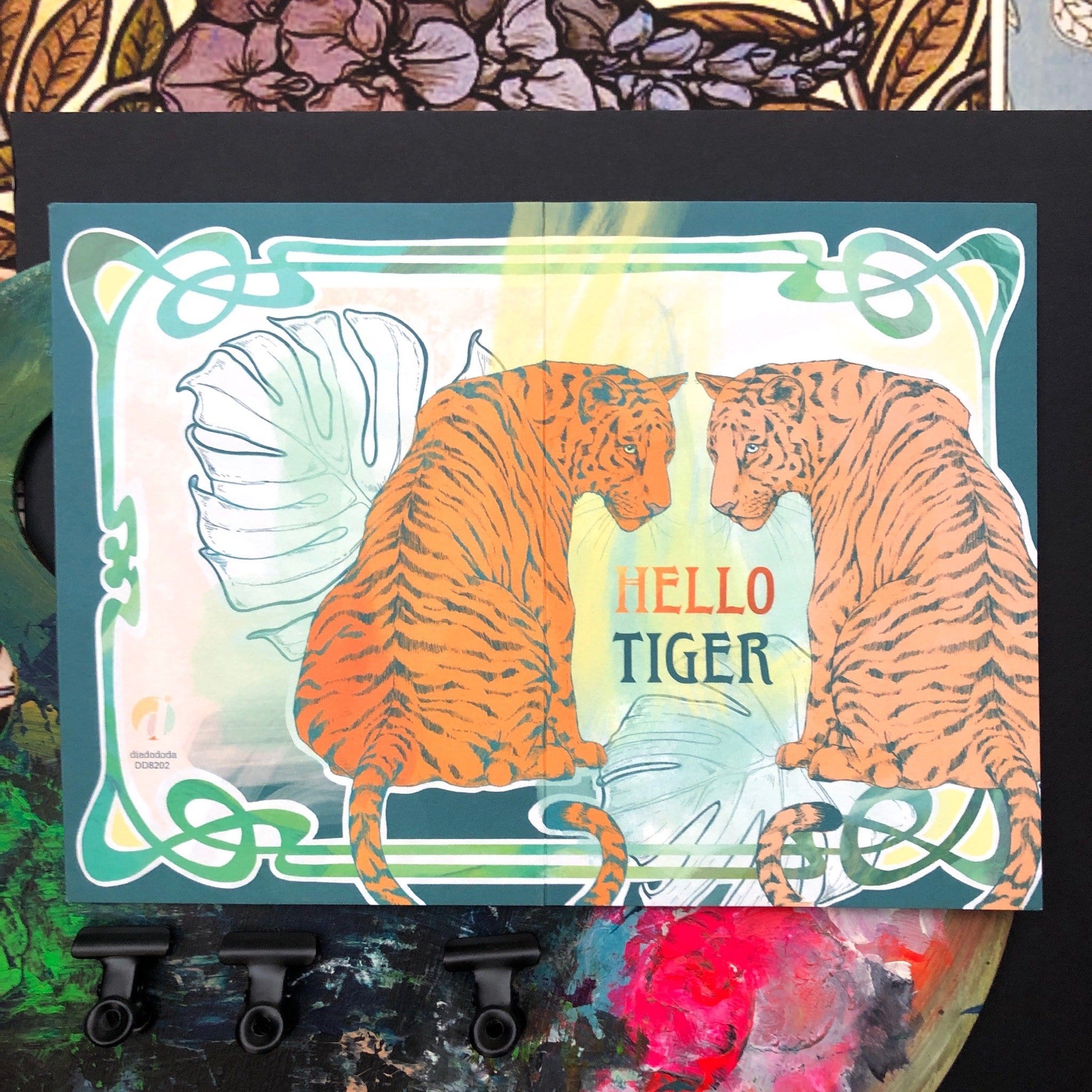 Hello Tiger Greeting Card Nouveau Animaux Card