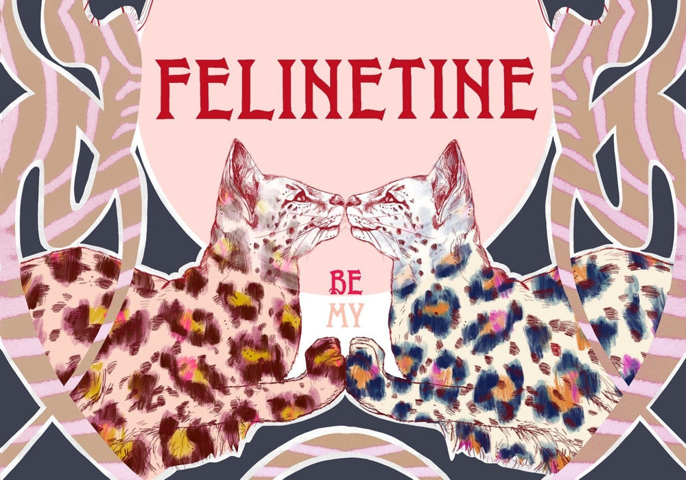 Be My Felinetine Greeting Card Nouveau Animaux Card