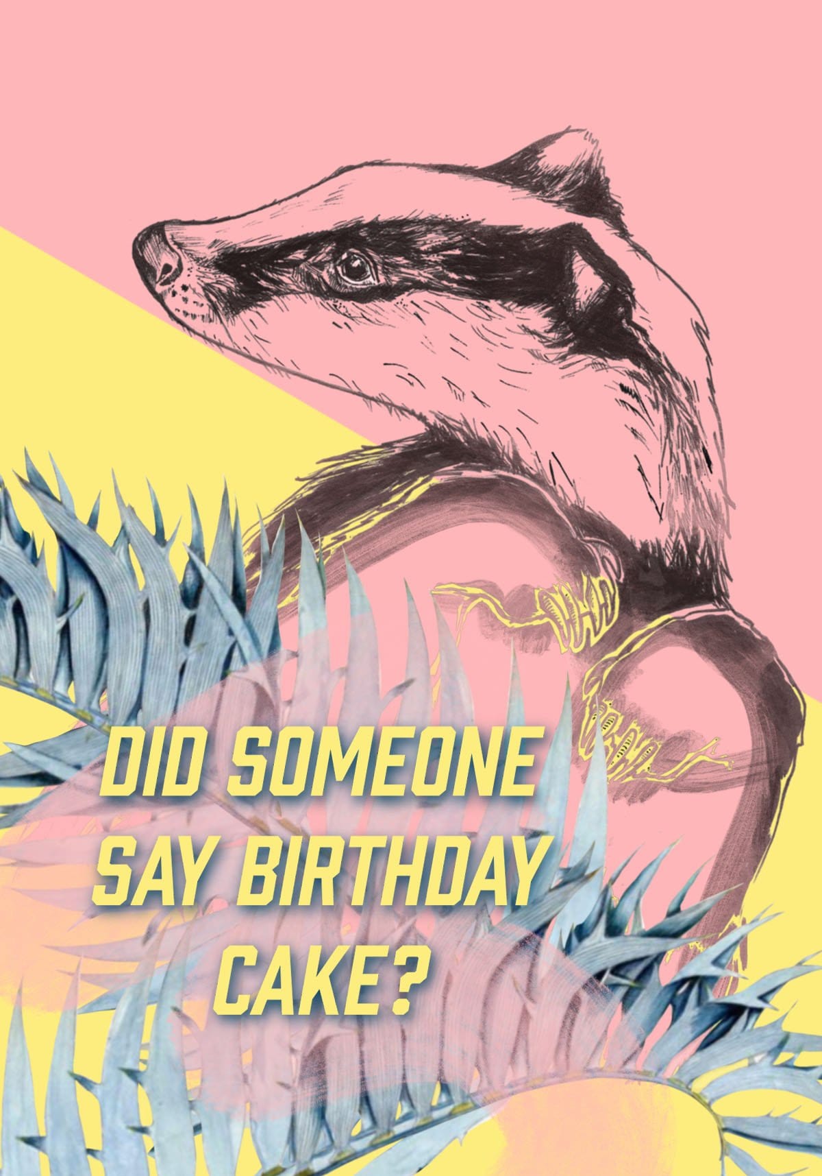 Birthday Cake Badger Greeting Card Forest Fam Greeting Cards Card
