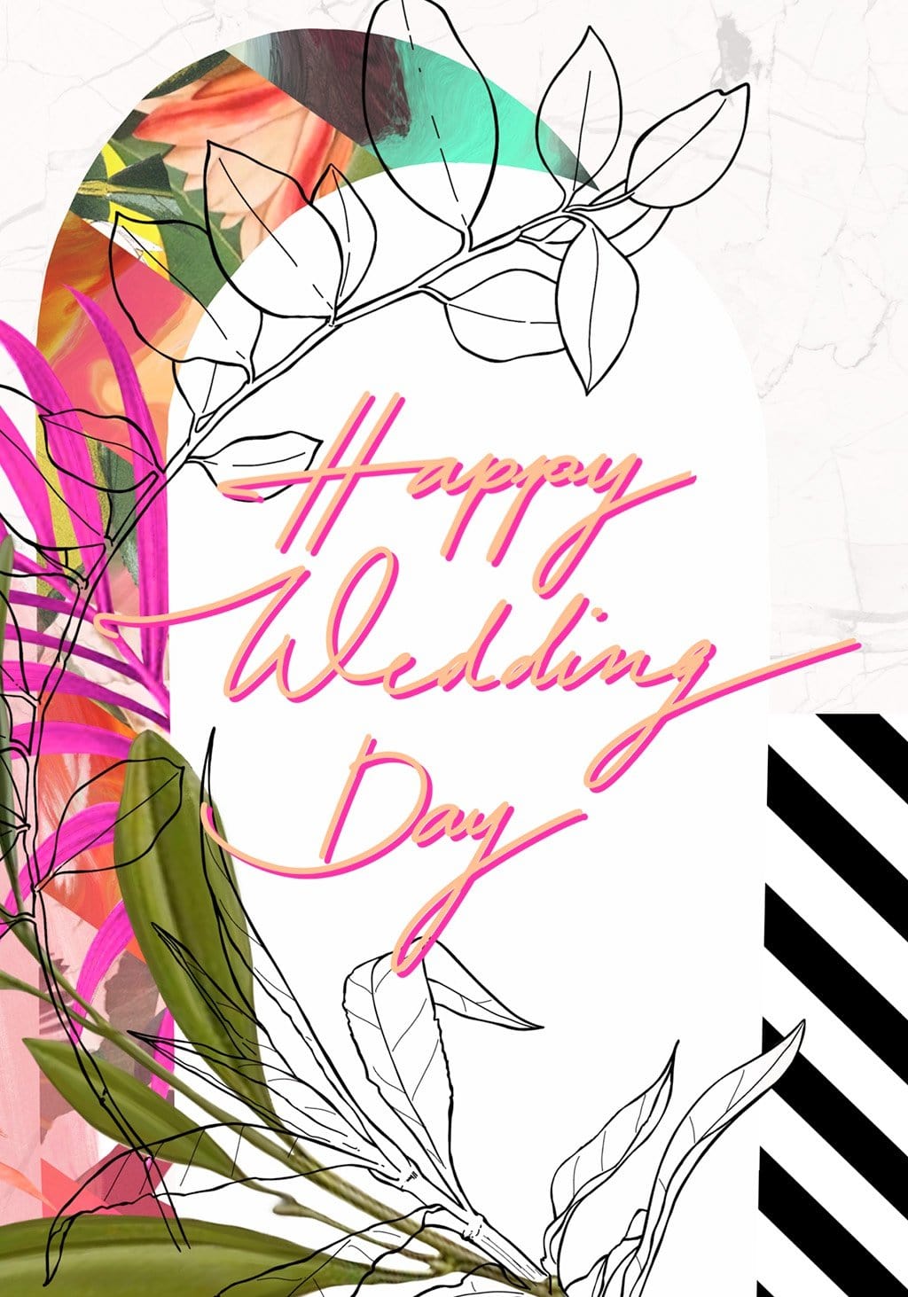 Occasional Stripes Happy Wedding Day Greeting Card Occasional Stripes Greeting Cards Card