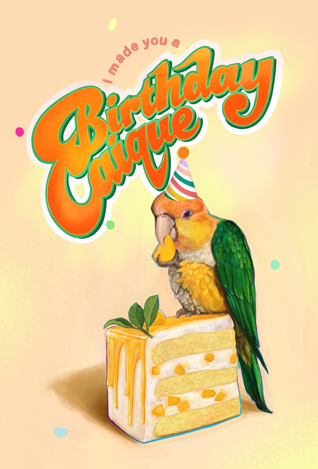Birthday Caique Greeting Card Greeting Card Food Fur & Feathers Greeting Card