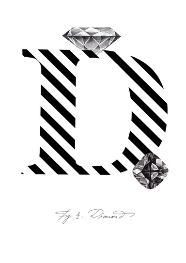 Gemstone Alphabet D Matte Art Print Gemstone Alphabet A4 (21 X 29.7 cm) Art Print