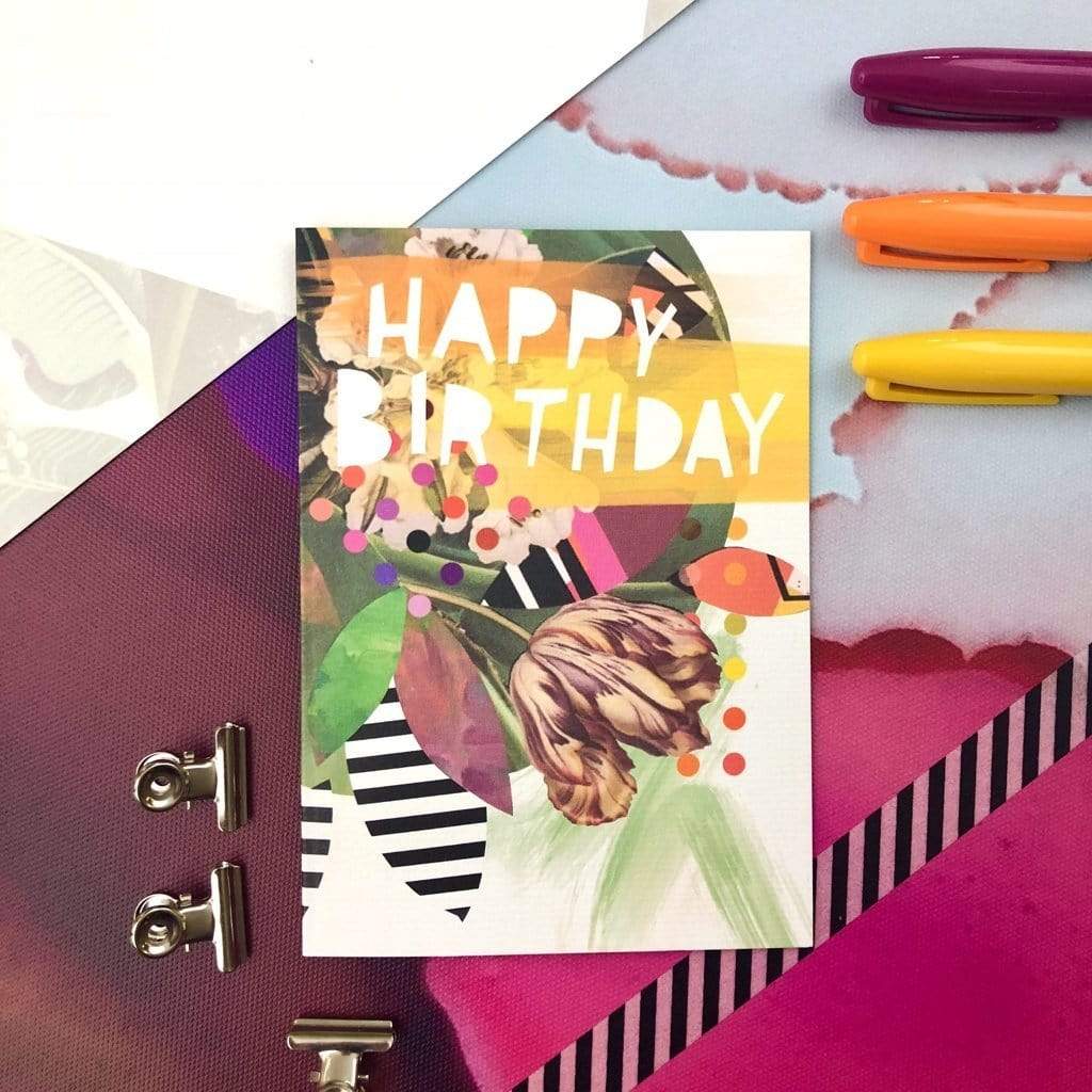 Motley Blooms - Happy Birthday Greeting Card Motley Blooms Greeting Cards Card