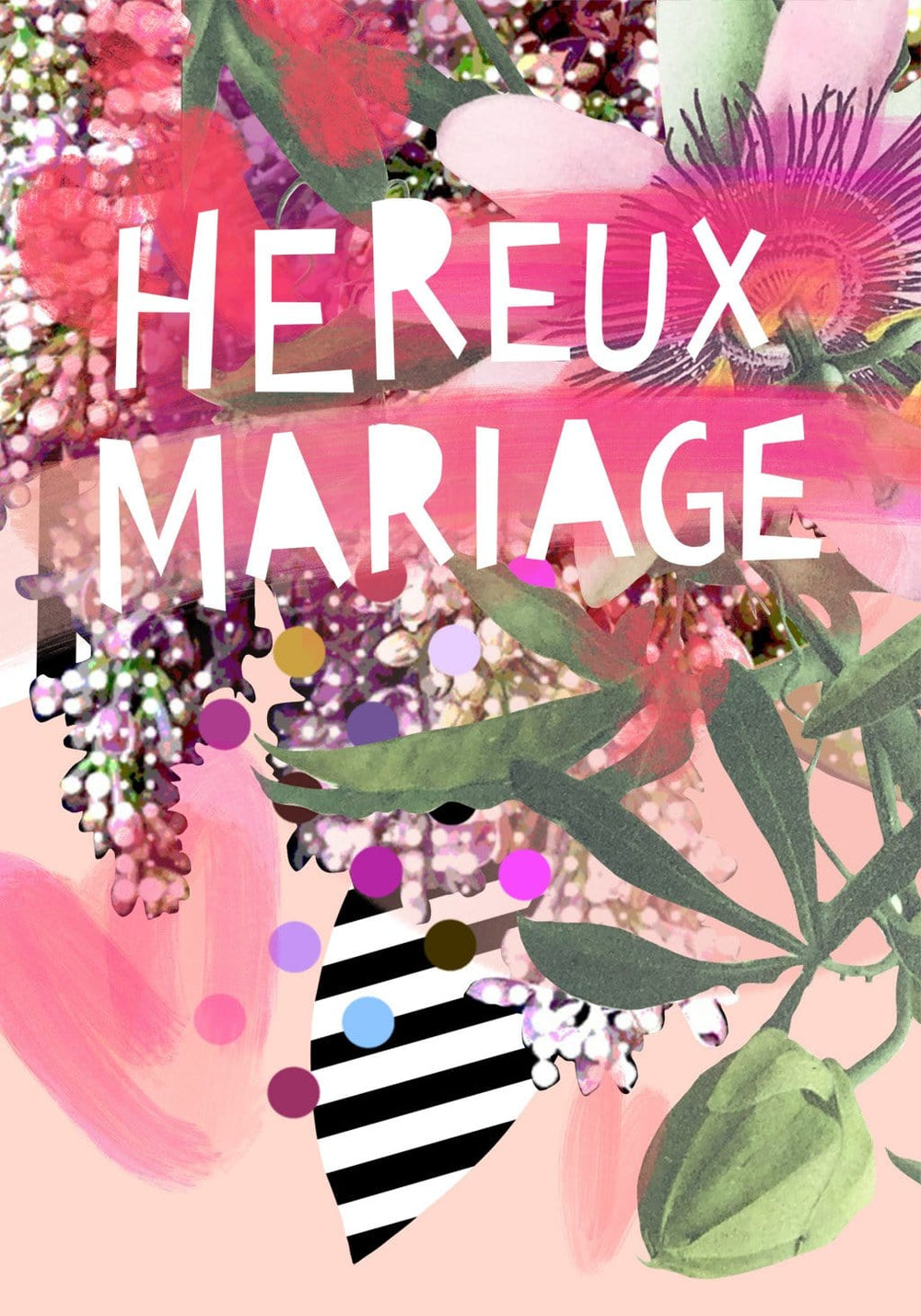 Hereux Mariage Greeting Card Motley Blooms Greeting Cards Card