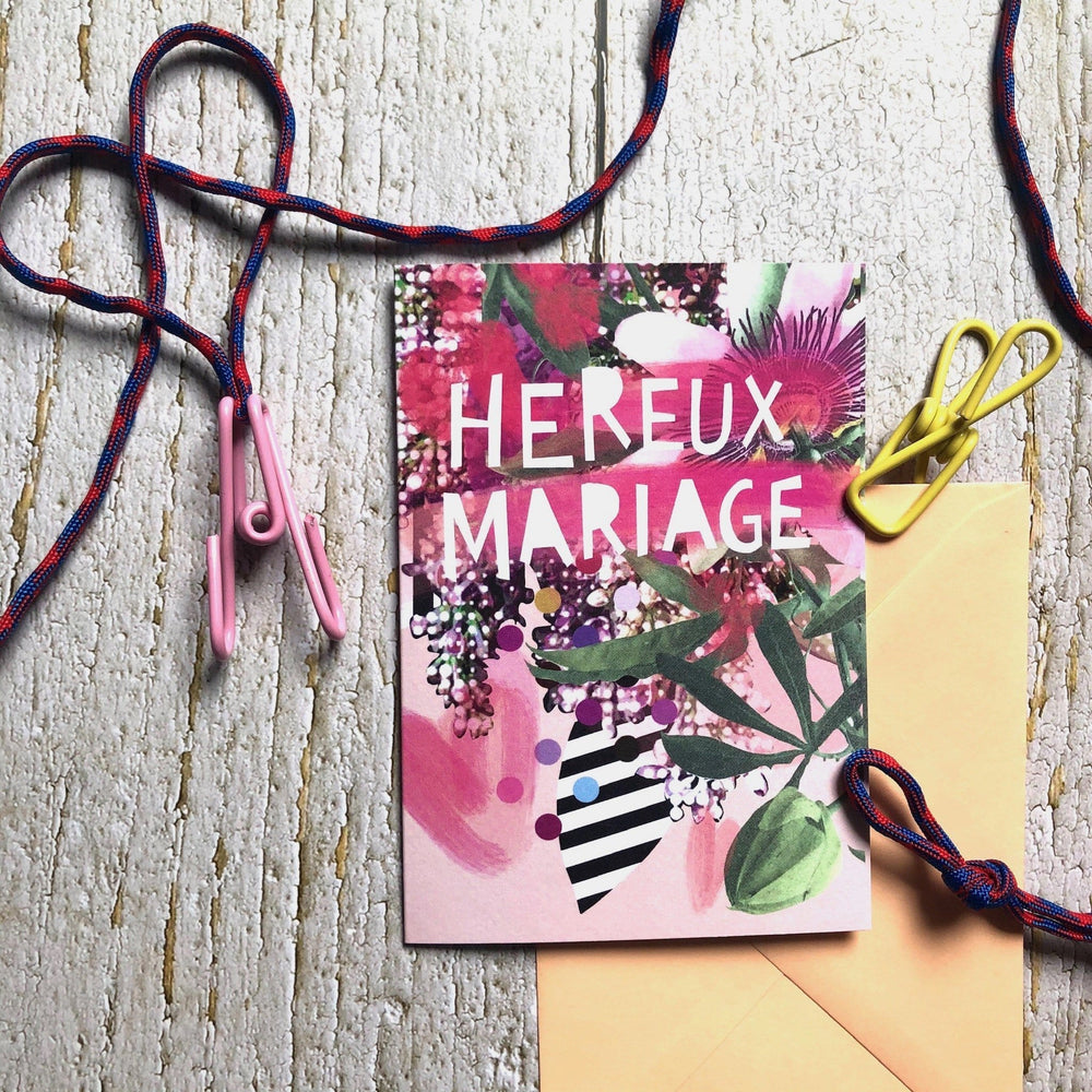 Hereux Mariage Greeting Card Motley Blooms Greeting Cards Card