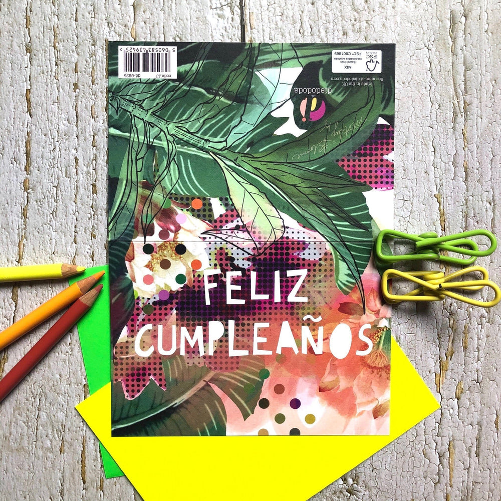 Feliz Cumpleaños Greeting Card Motley Blooms Greeting Cards Card