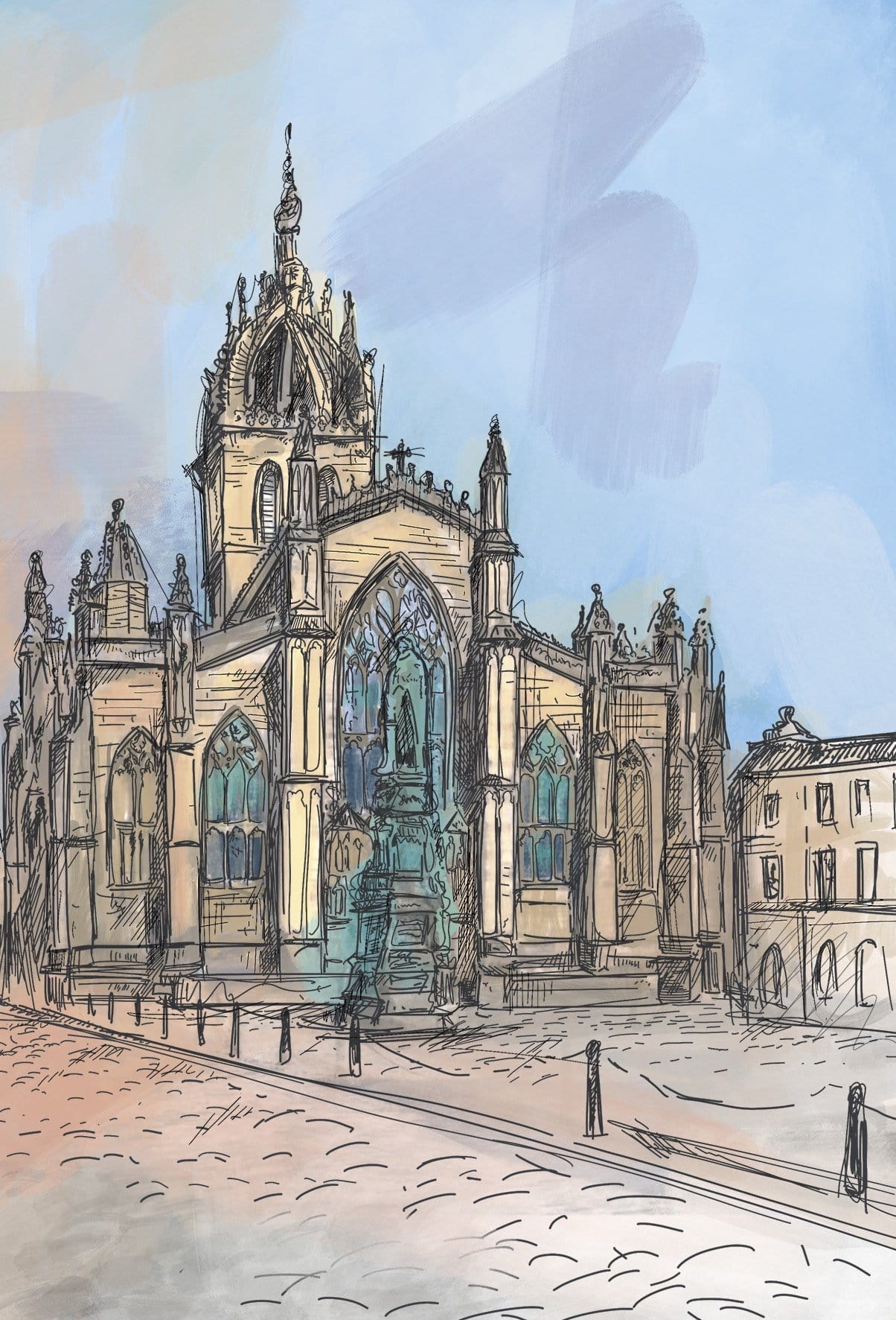 St Giles Cathedral & Parliament Square Edinburgh Greeting Card Scotland Greeting Cards Card