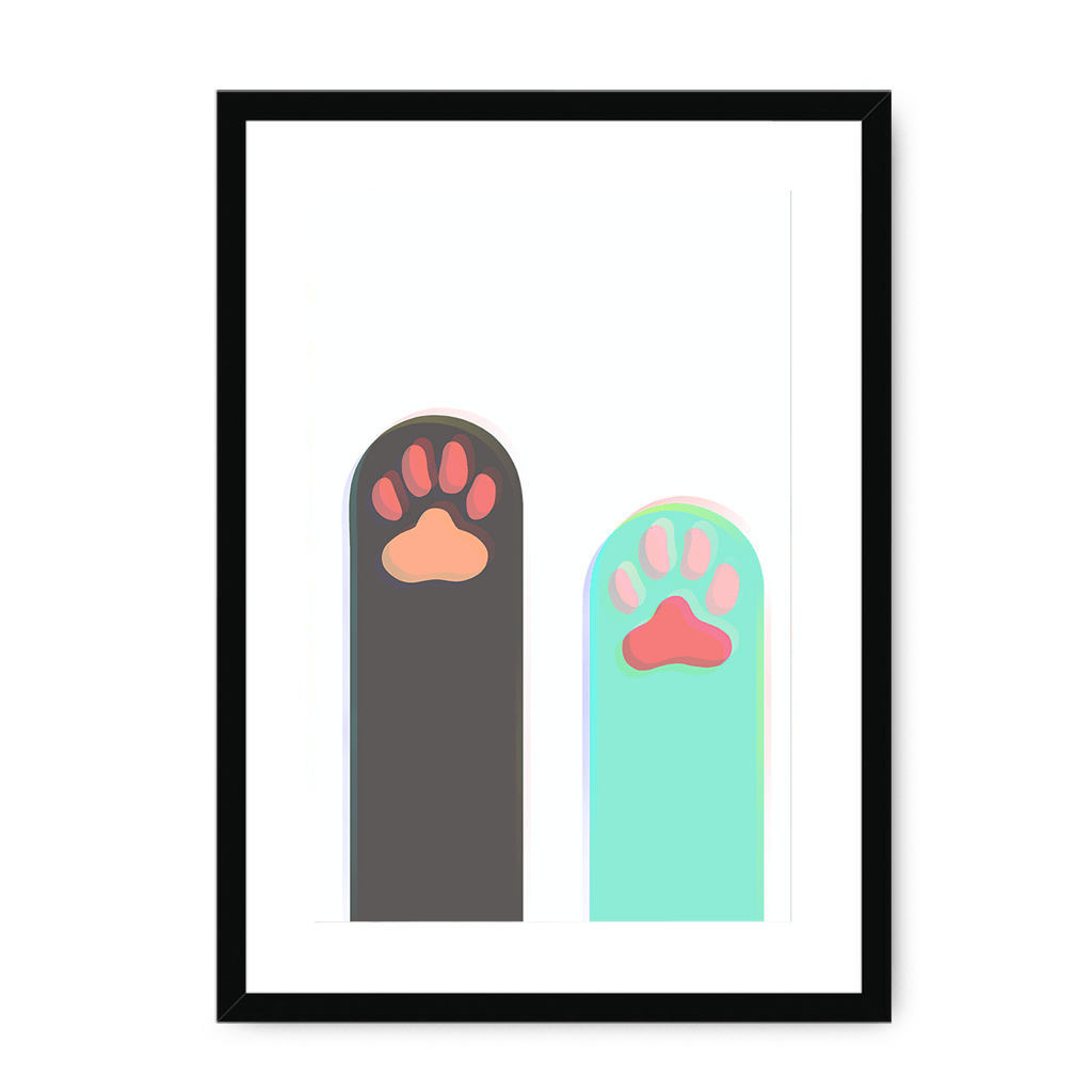 Paws Up Matte Framed with a Mount Print Cat Cafe A3 Portrait / Black Frame Mounted Print