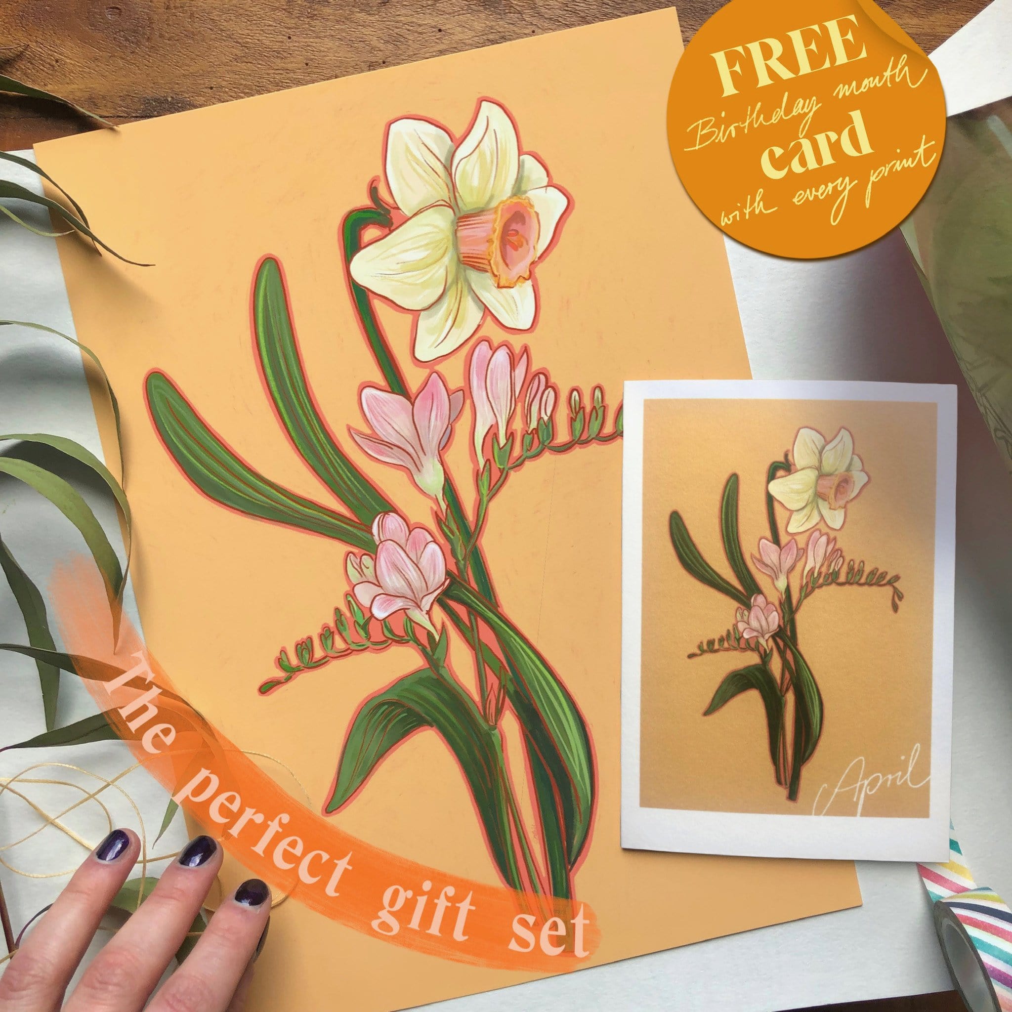 April Giclée Print & Gift Card Set Birthday Blooms Art Print