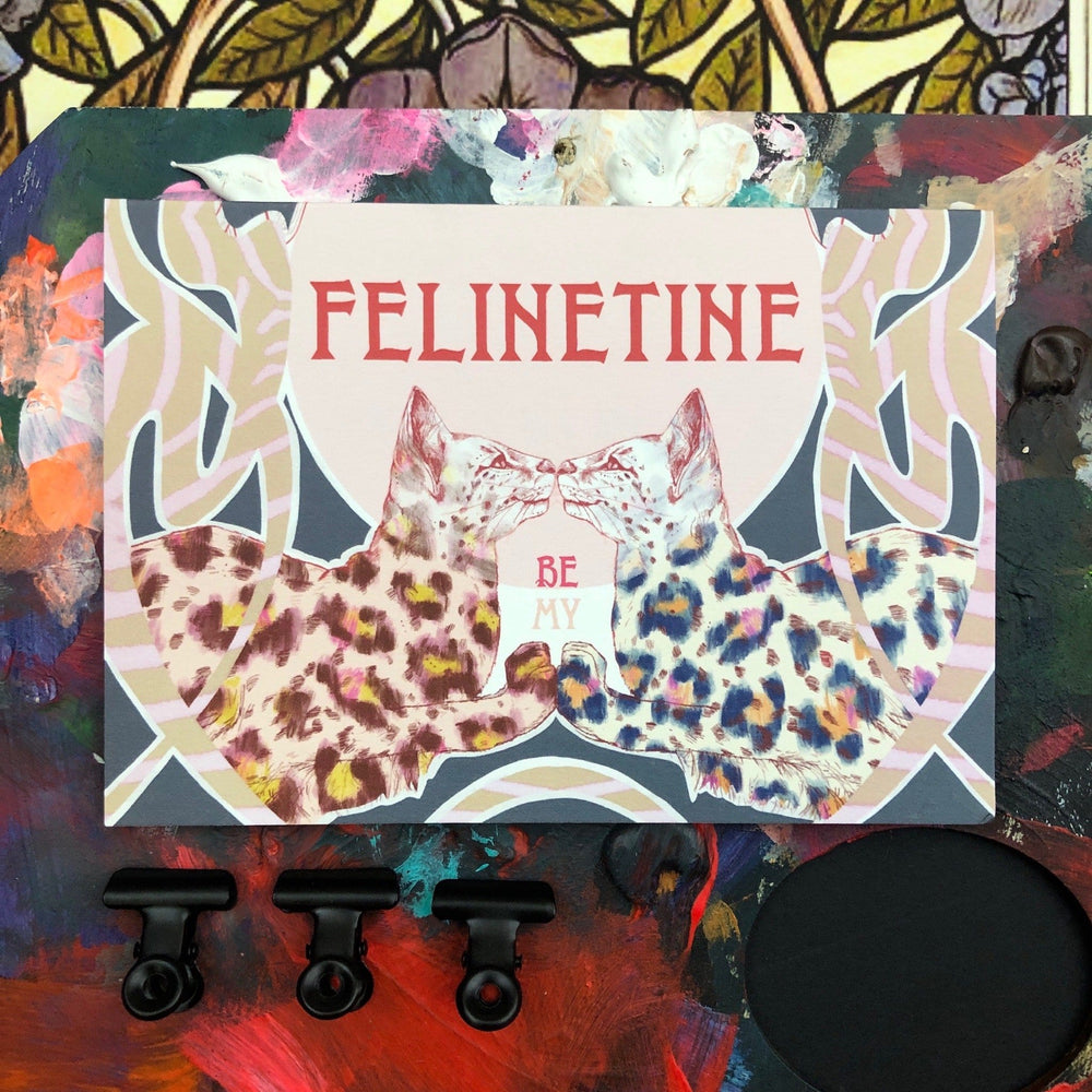 Be My Felinetine Greeting Card Nouveau Animaux Card