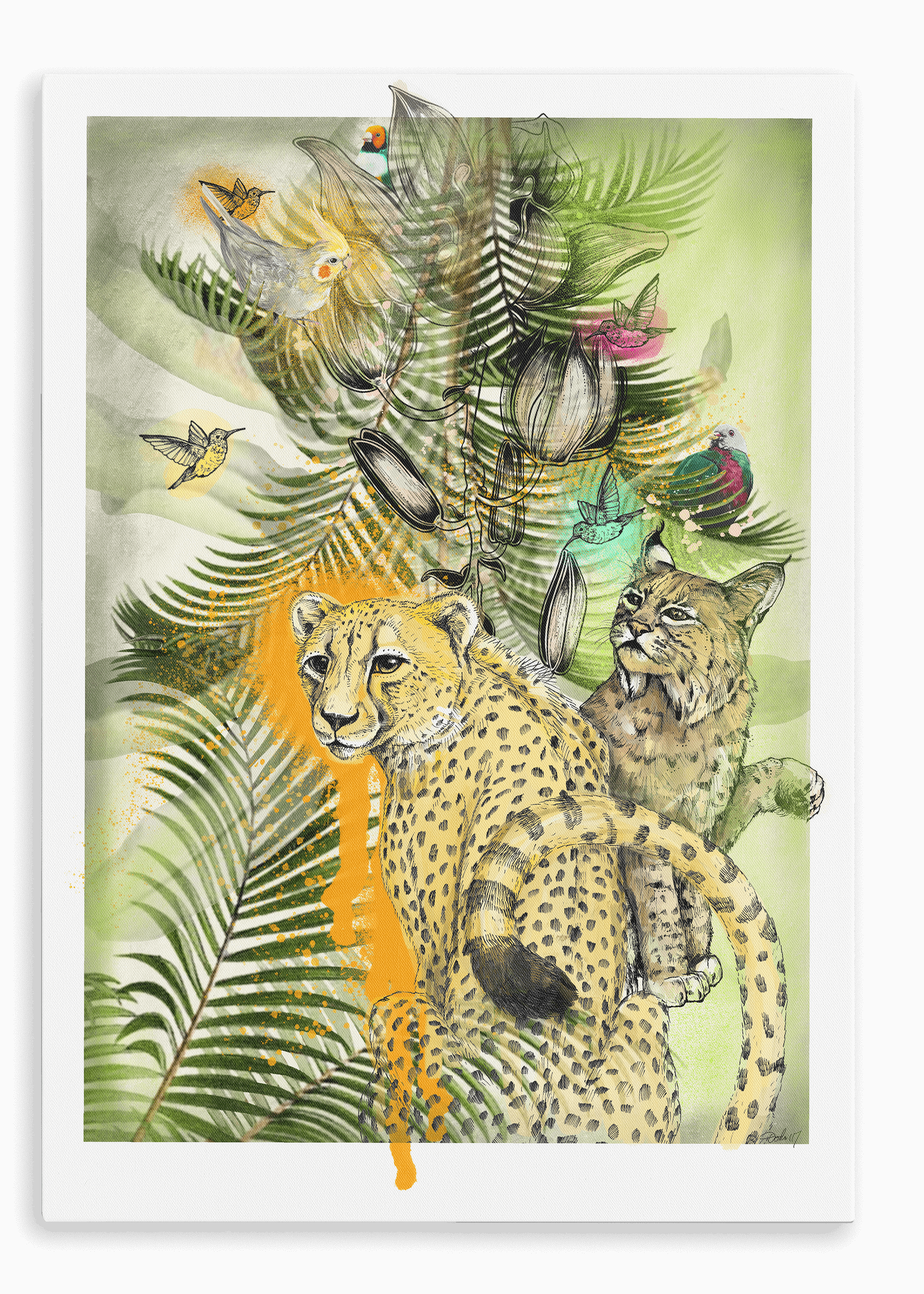 Big Cat Tropicana Canvas Print The Gathering 28"x40"(70x100 cm) Canvas Print