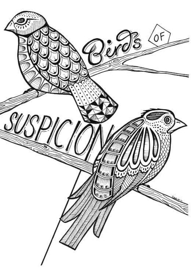 Birds of Suspicion Matte Art Print Ink Drawings A5 (14.8 X 21 cm) Art Print