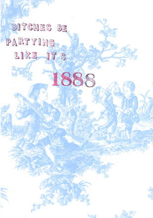Blue Toile Bitches Be Partying Greeting Card Victoriana Greeting Cards Card