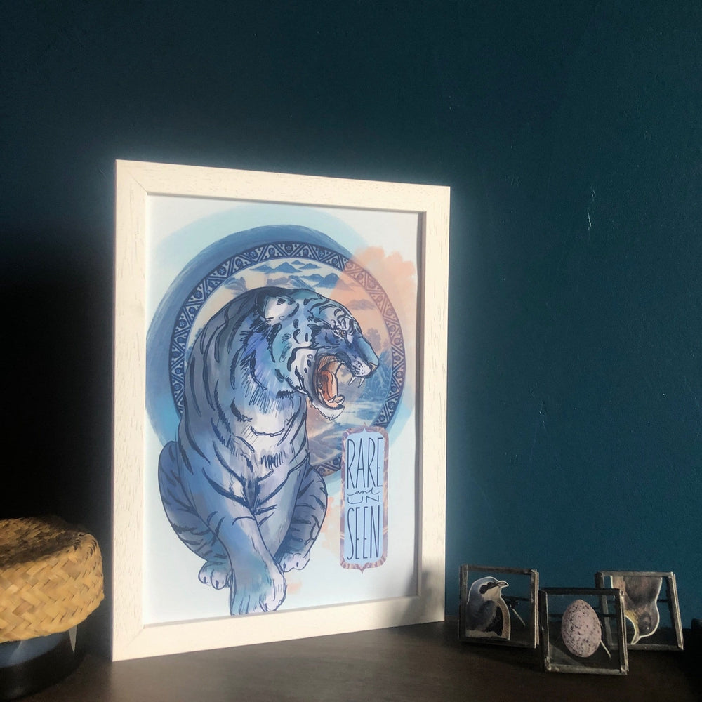 Extinct and Imagined Maltese Blue Tiger Matte Art Print Food Fur & Feathers Art Print