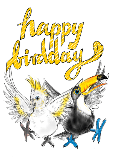 Happy Birdday Birthday Greeting Card Food, Fur & Feathers Greeting Cards Card