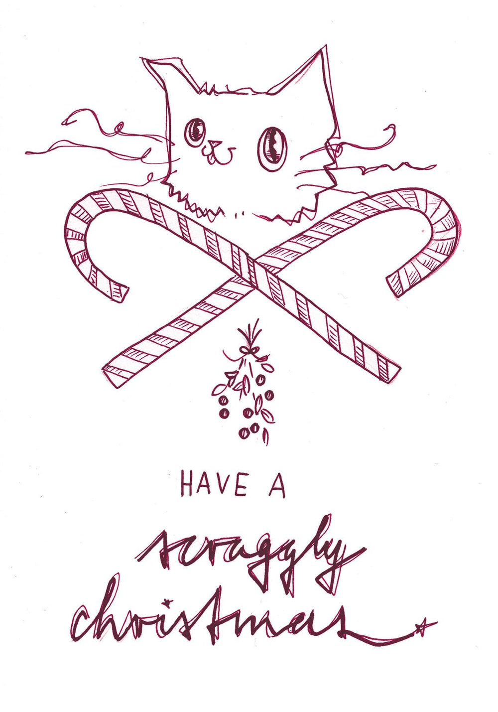 Have A Scraggly Christmas Greeting Card Scraggly Kitty Greeting Cards Card
