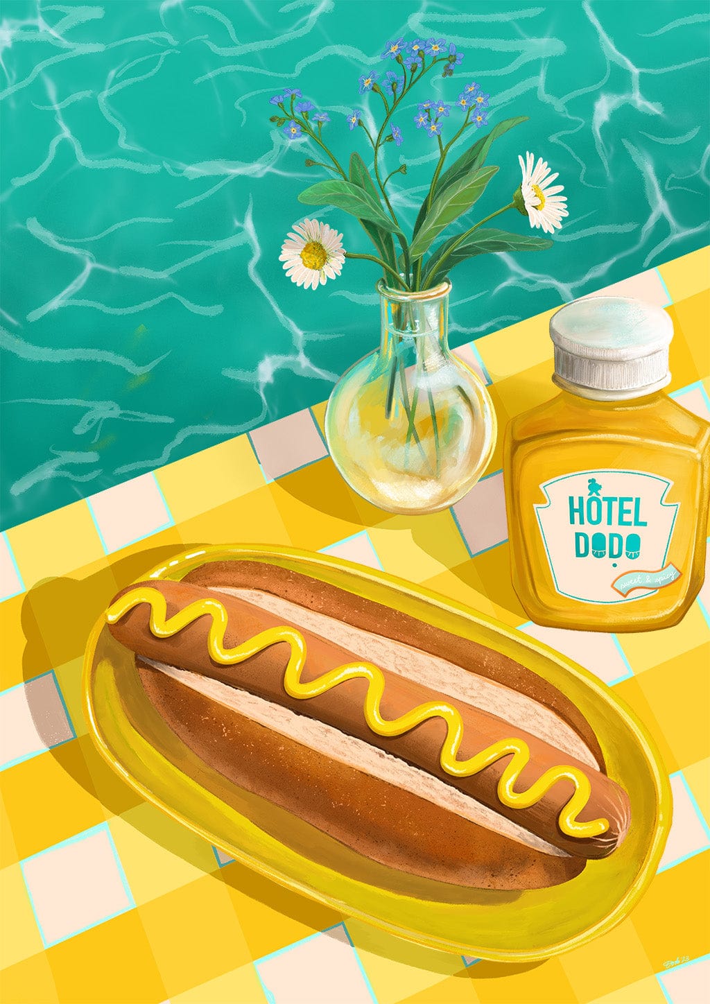 Poolside Hotdog Giclée Art Print Hôtel Dodo Art Print