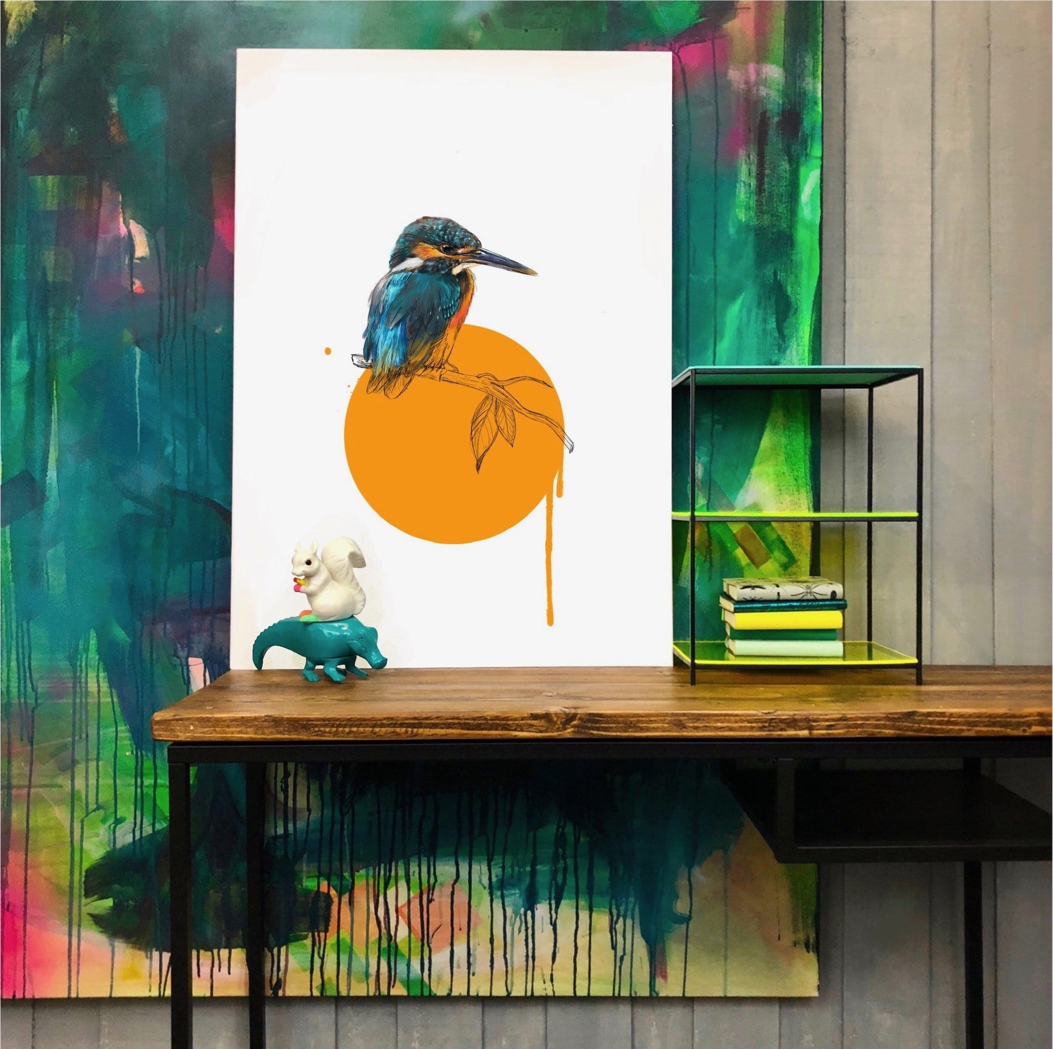 Kingfisher Giclée Art Print Drippy Birds Art Print