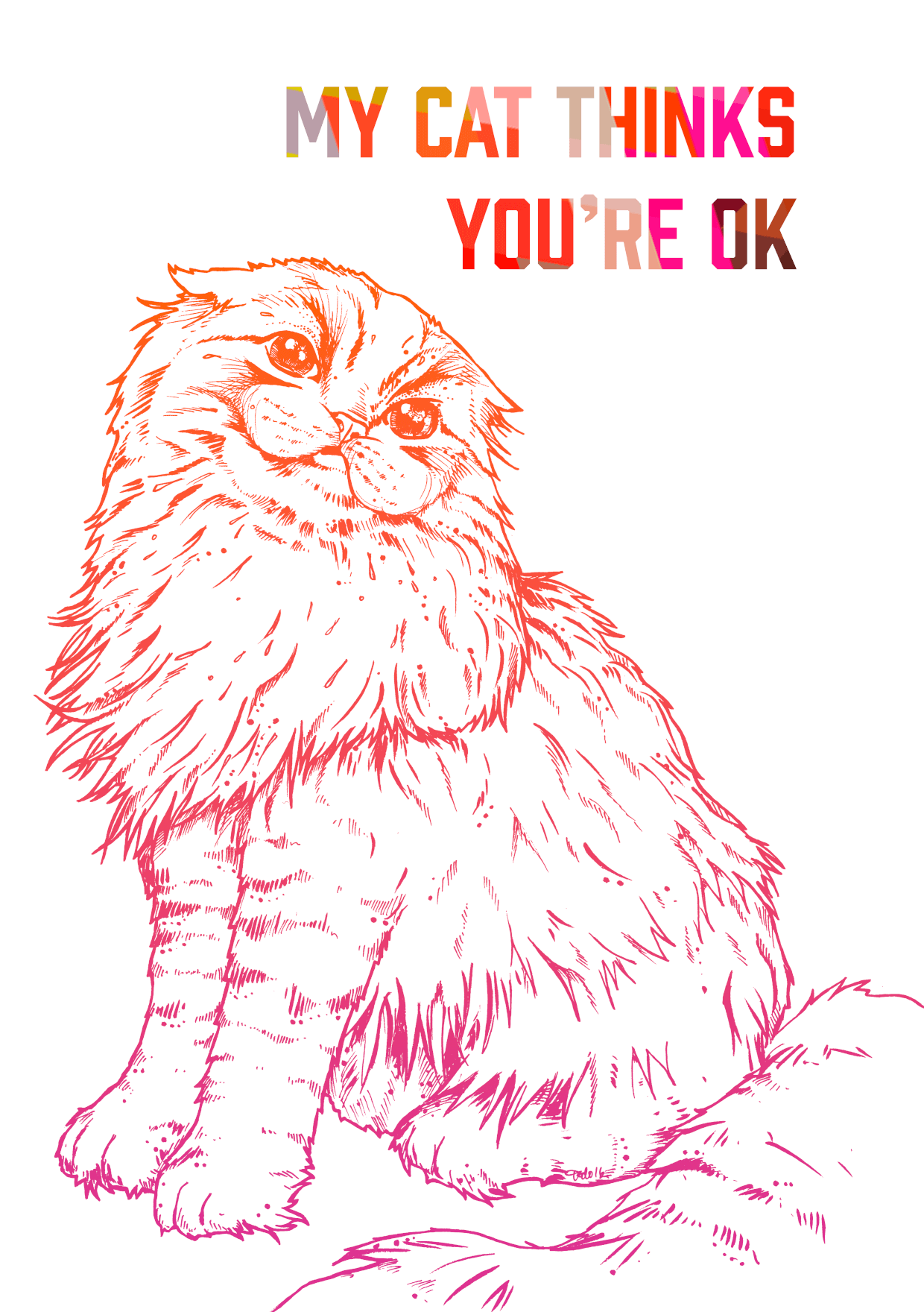 My Cat Thinks You're Ok Greeting Card Furry Friends Greeting Cards Card
