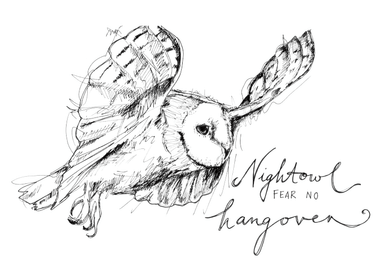 Nightowl Fear No Hangover Matte Art Print Ink Drawings A5 (14.8 X 21 cm) Art Print