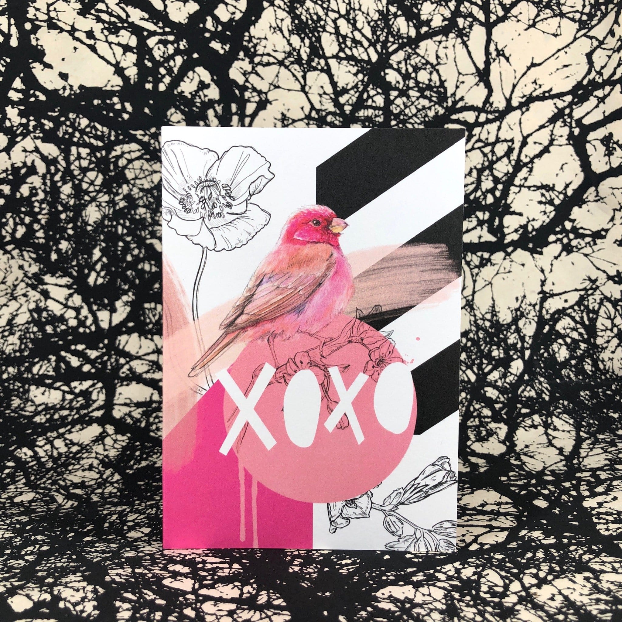Rose Finch XOXO Greeting Card Beaky Blooms Greeting Cards Card