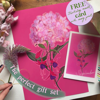 September Giclée Print & Gift Card Set Birthday Blooms Art Print