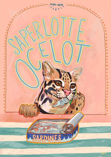 Saperlotte Ocelot Art Print Aventures Des Créatures Art Print