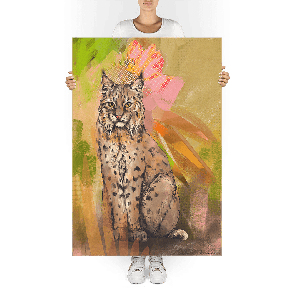 Bobcat Botanica Giclée Art Print Pawky Paws A0 (84.1 X 118.9 cm) Art Print