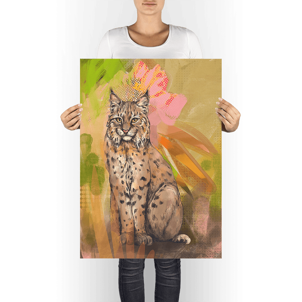 Bobcat Botanica Giclée Art Print Pawky Paws A1 (59.4 X 84.1 cm) Art Print