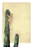 Bobcatctus Yellow Matte Art Print Catctus Art Print