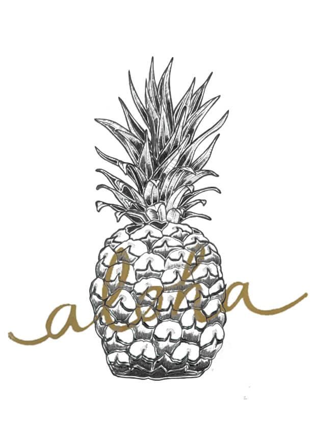 Aloha Pineapple Matte Art Print Pineapple Parade Art Print