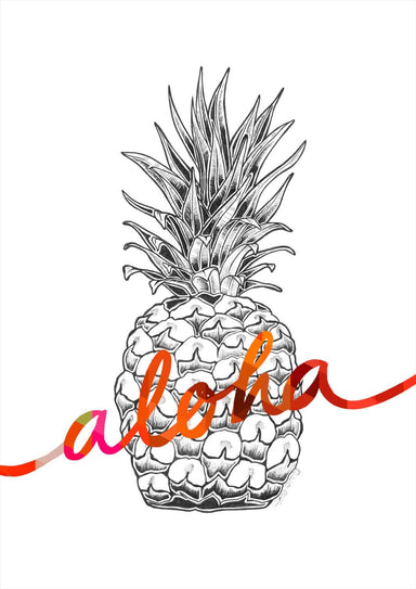 Aloha Pineapple Orange Matte Art Print Pineapple Parade Art Print