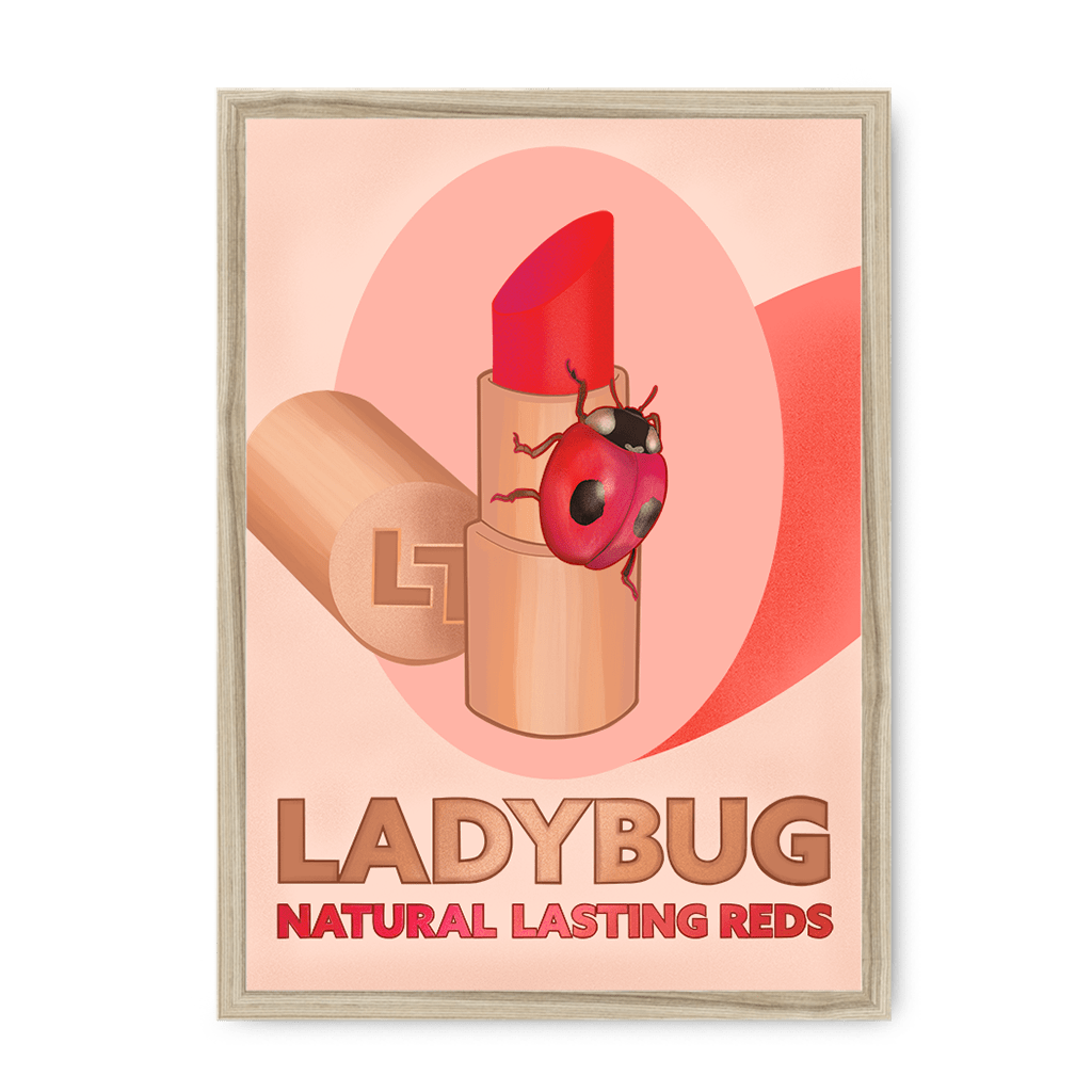 Ladybug Lipstick Giclée Framed Print ADimals A4 Portrait / Natural Frame Framed Print