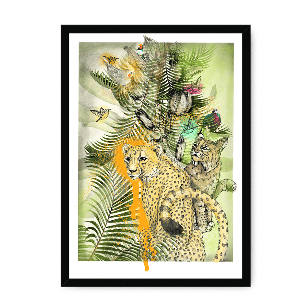 Big Cat Tropicana Framed Print The Gathering A3 (297 X 420 mm) / Black Framed Print