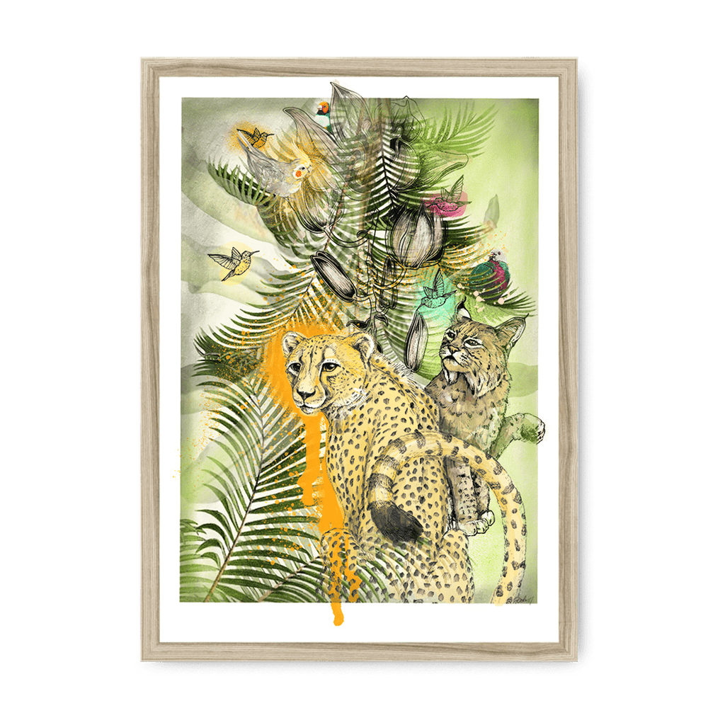 Big Cat Tropicana Framed Print The Gathering A3 (297 X 420 mm) / Natural Framed Print