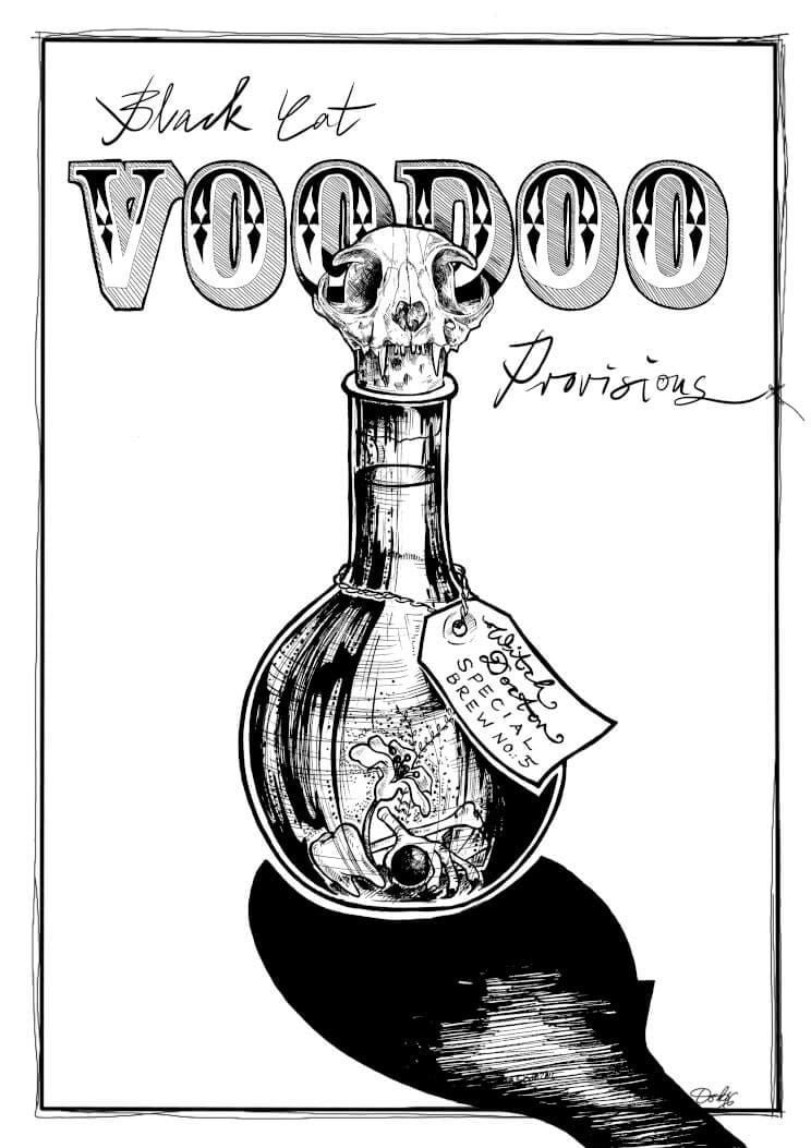 Black Cat Voodoo Provisions Matte Art Print Potion & Poison Bottles A4 (21 X 29.7 cm) Art Print