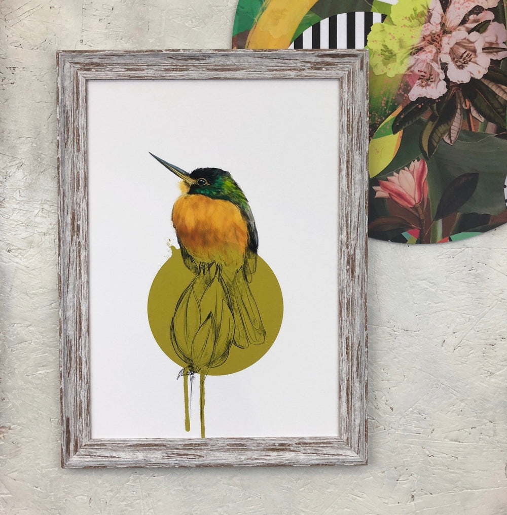 Blue Cheeked Jacamar Giclée Art Print Drippy Birds Art Print