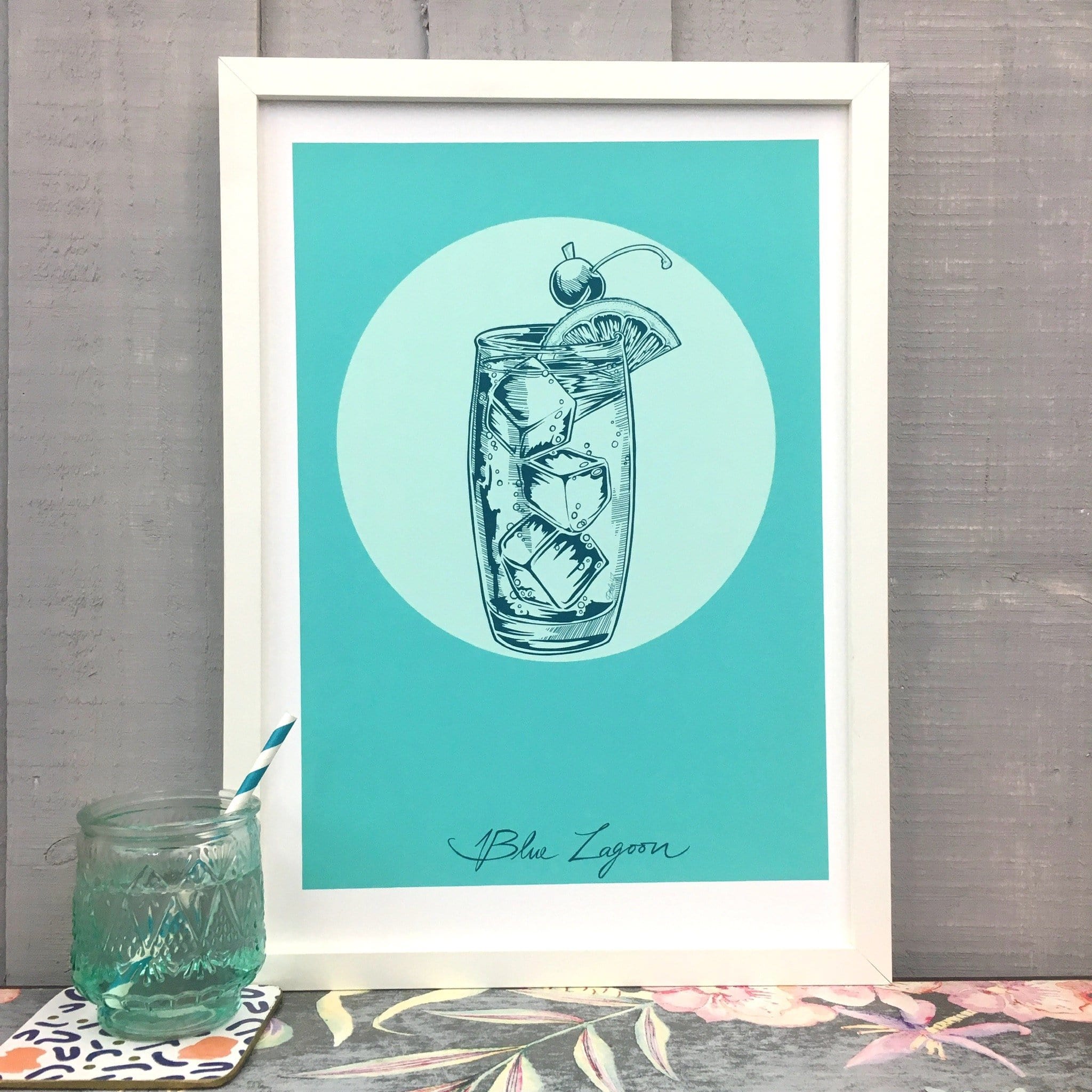 Blue Lagoon Giclée Art Print Cocktail Cavalcade Art Print