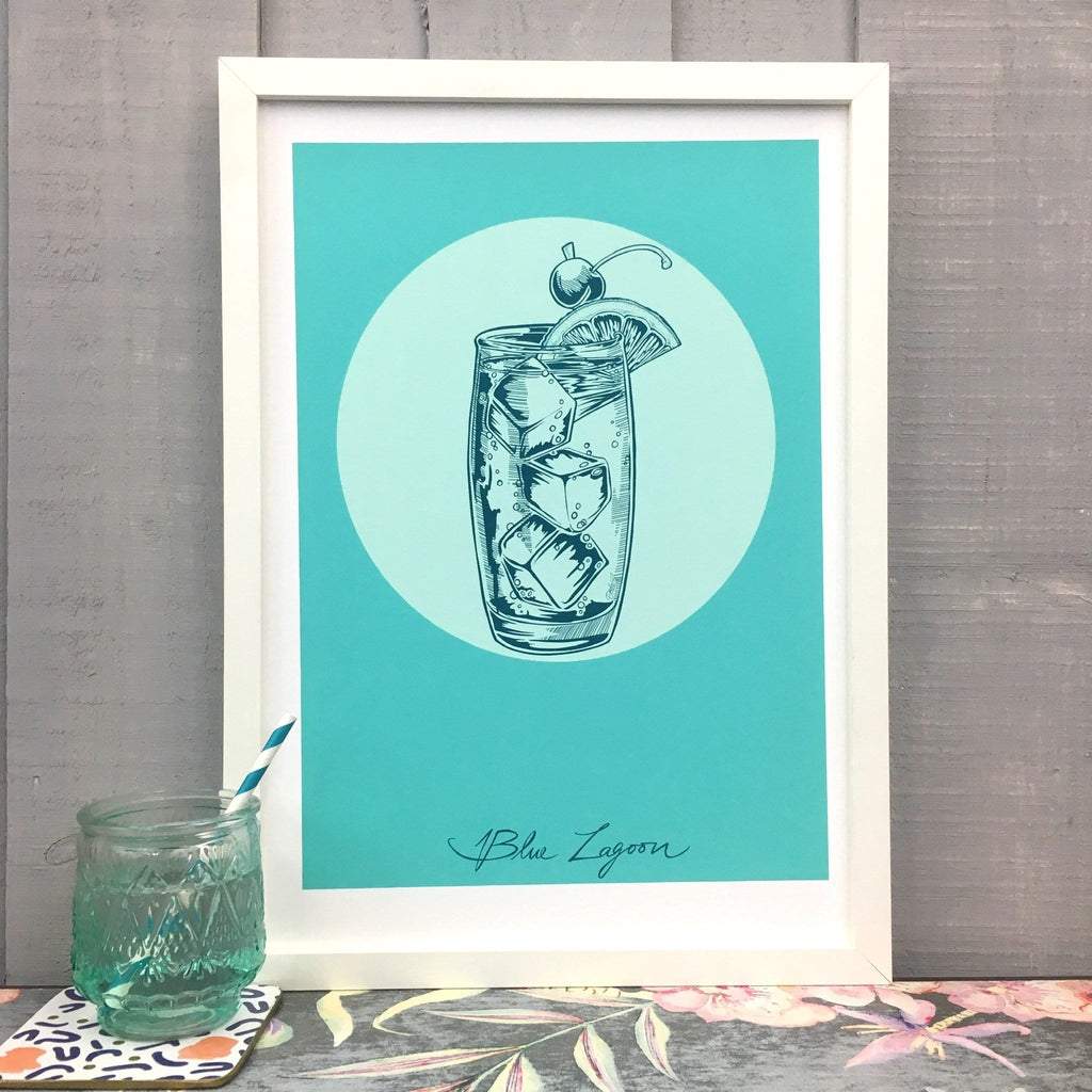 Blue Lagoon Giclée Art Print Cocktail Cavalcade Art Print
