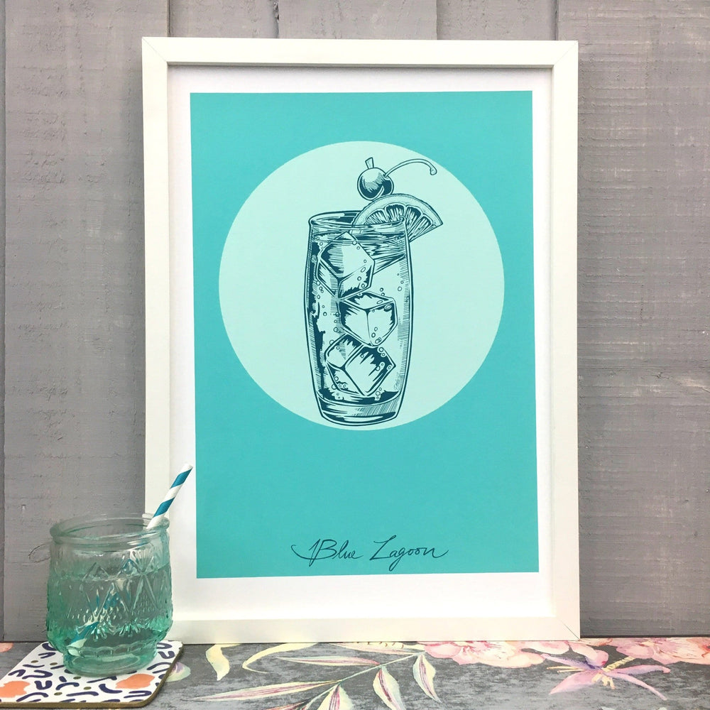 Blue Lagoon Giclée Art Print Cocktail Cavalcade Art Print