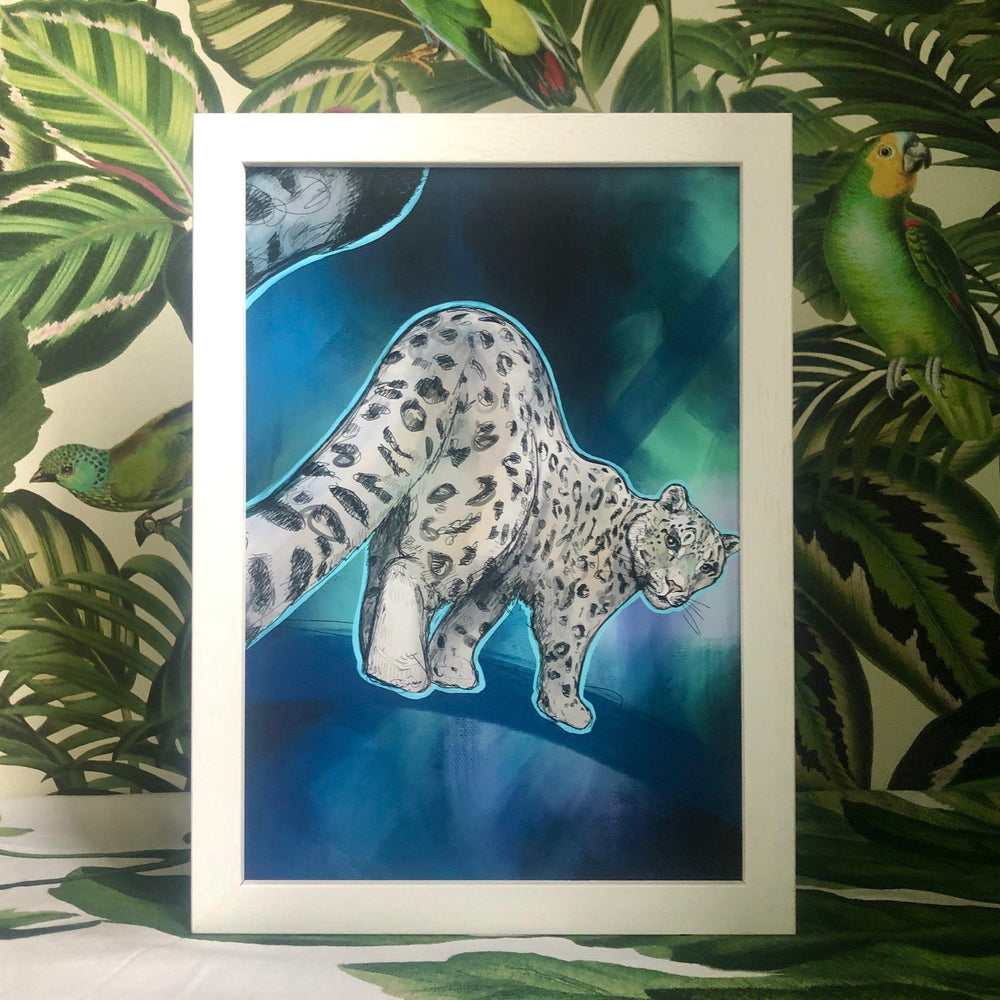 Blue Snow Leopard Giclée Art Print Leovely Leopards Art Print