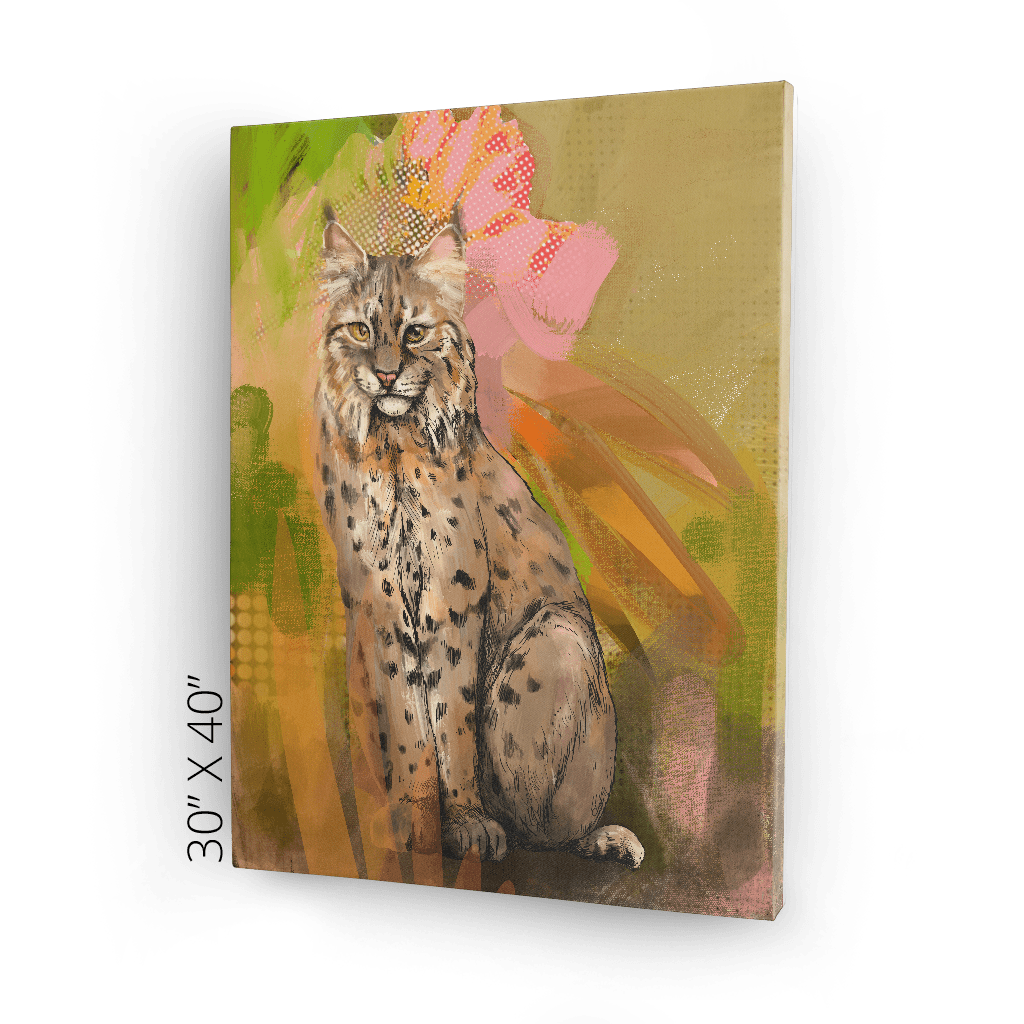 Bobcat Botanica Canvas Print Pawky Paws Canvas Print