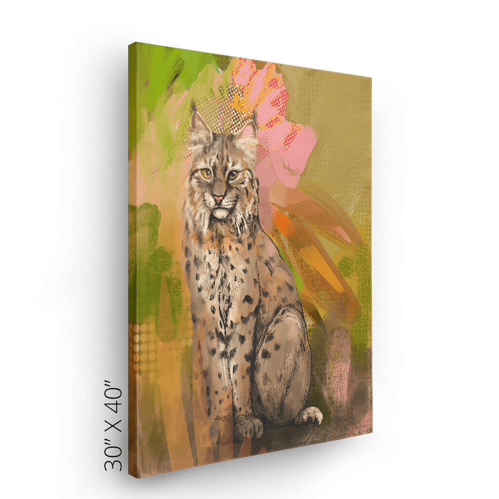 Bobcat Botanica Canvas Print Pawky Paws Canvas Print