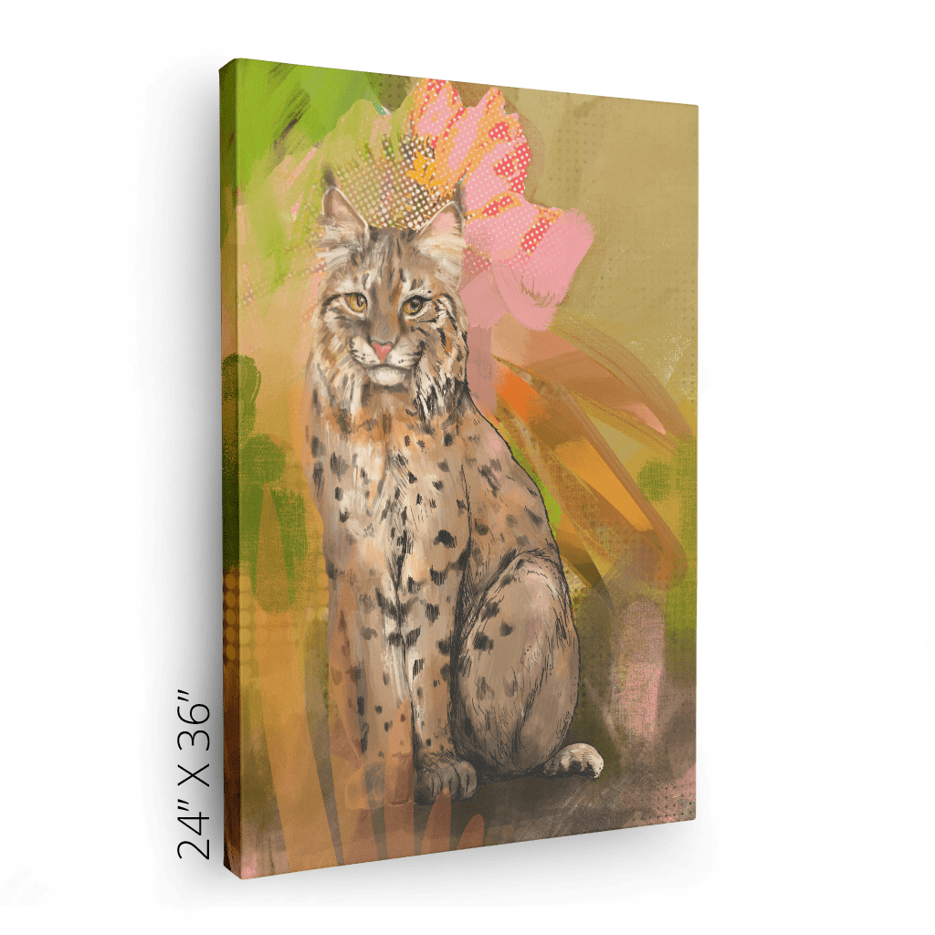 Bobcat Botanica Canvas Print Pawky Paws Canvas Print