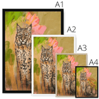 Bobcat Botanica Framed Print Pawky Paws Framed Print